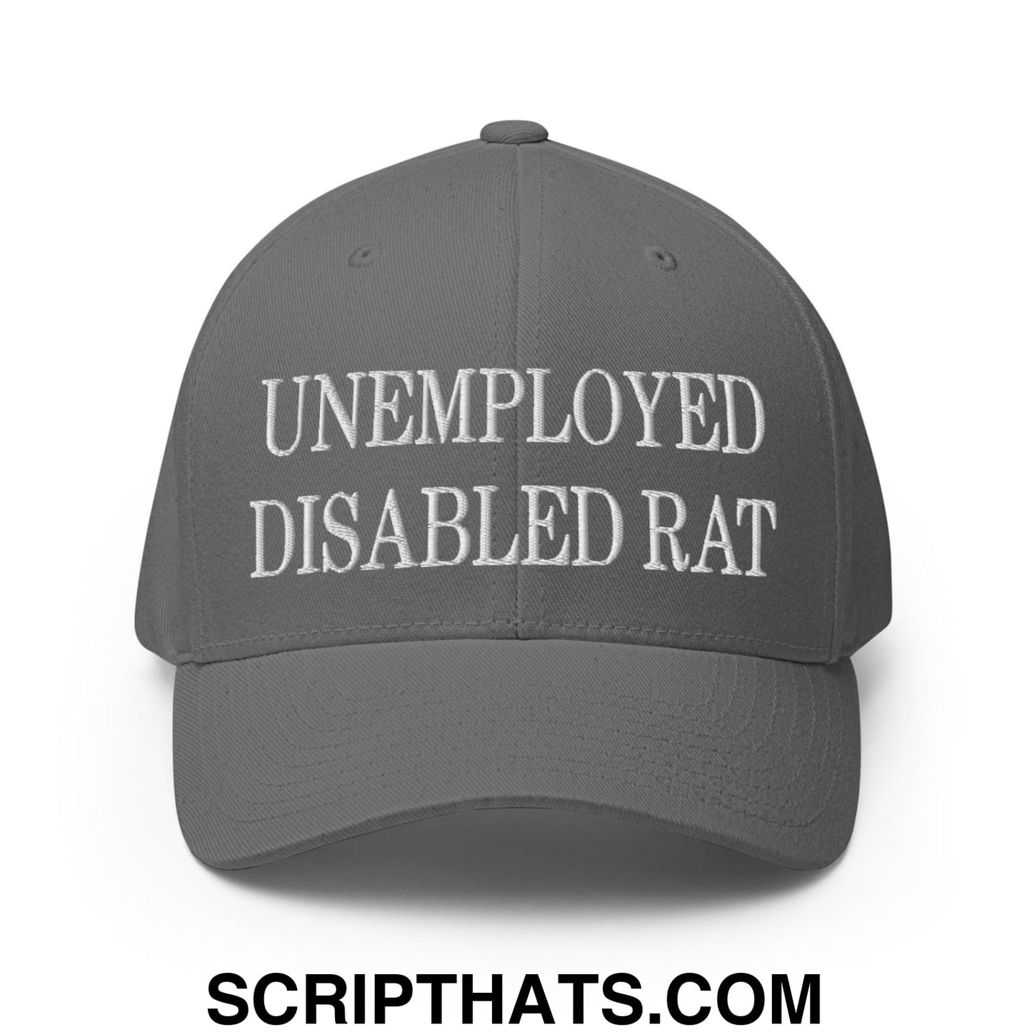Unemployed Disabled Rat Embroidered Stretch Fit Baseball Hat Grey