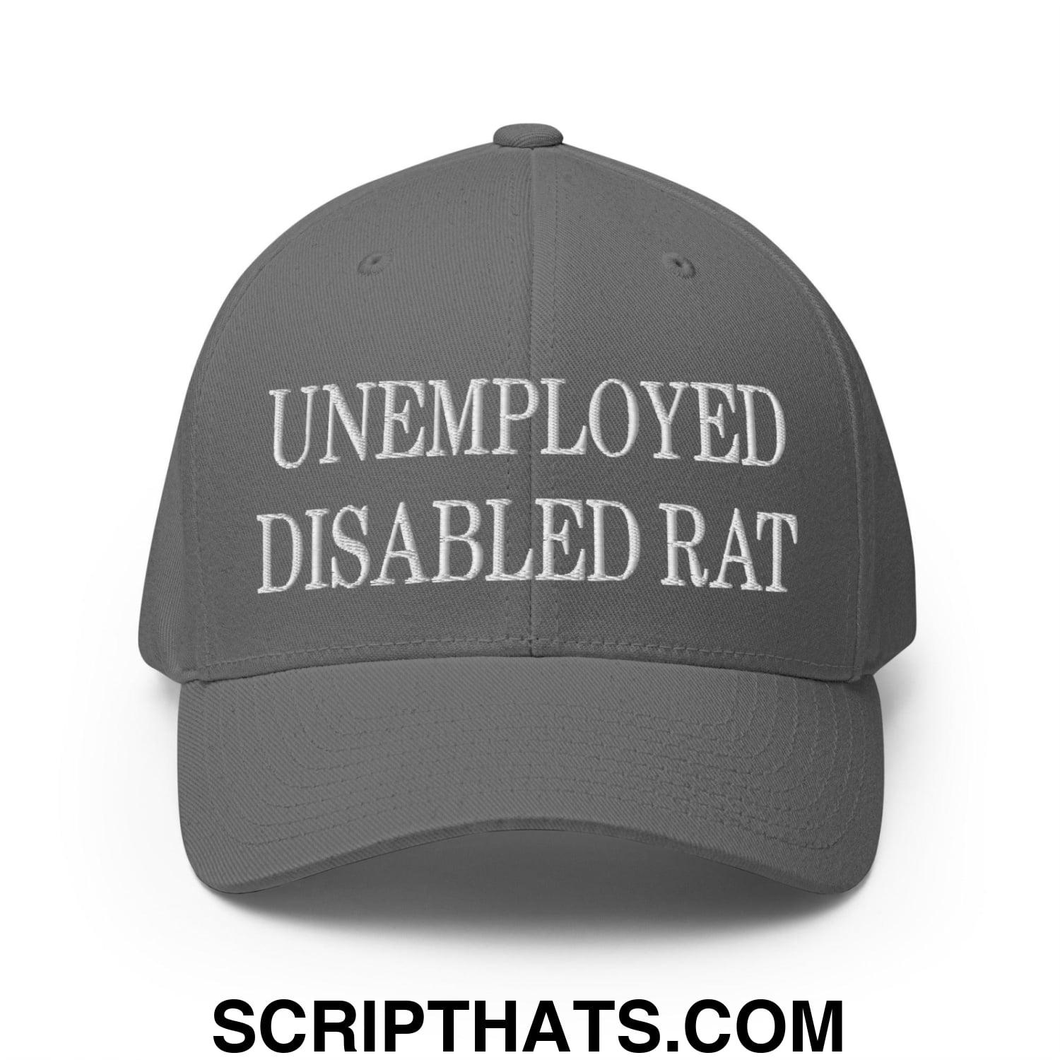 Unemployed Disabled Rat Embroidered Stretch Fit Baseball Hat Grey