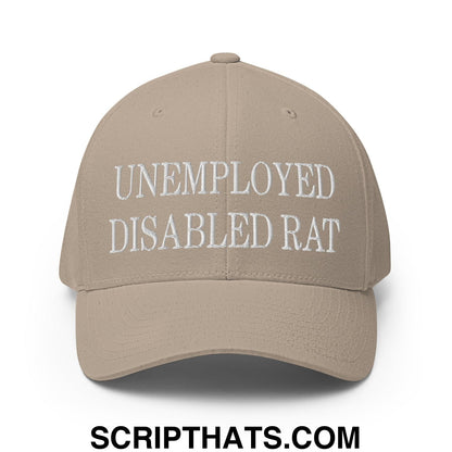 Unemployed Disabled Rat Embroidered Stretch Fit Baseball Hat Khaki