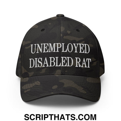 Unemployed Disabled Rat Embroidered Stretch Fit Baseball Hat Multicam Black