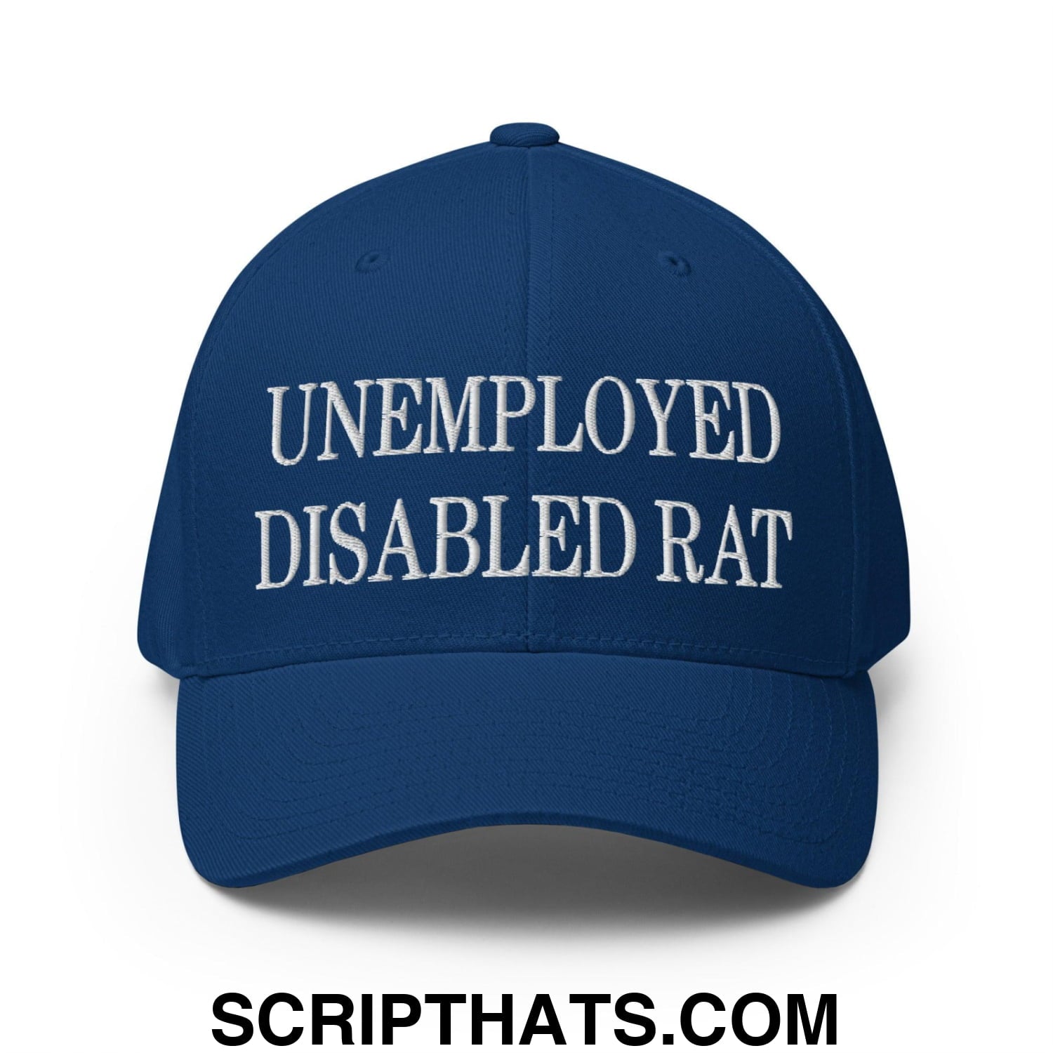 Unemployed Disabled Rat Embroidered Stretch Fit Baseball Hat Royal Blue