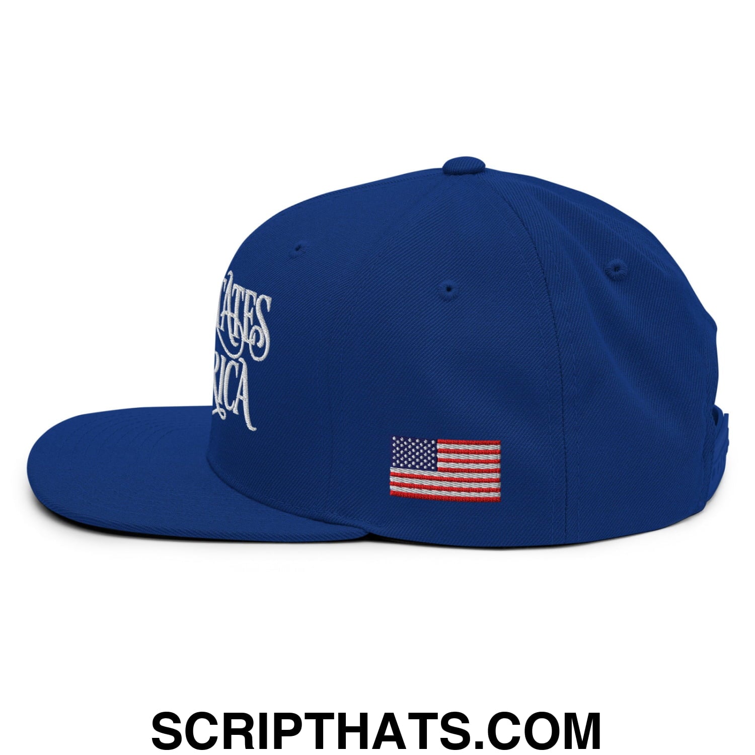 United States of America Embroidered Flat Bill Brim Snapback Hat Royal Blue