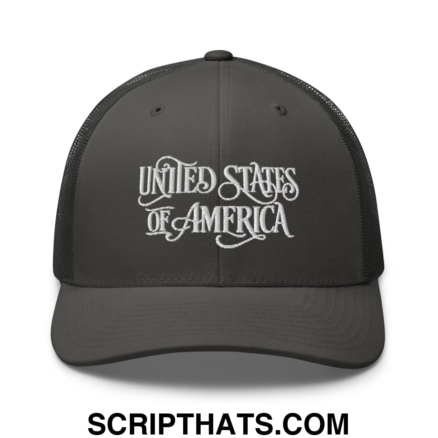 United States of America Embroidered Mesh Trucker Hat Charcoal