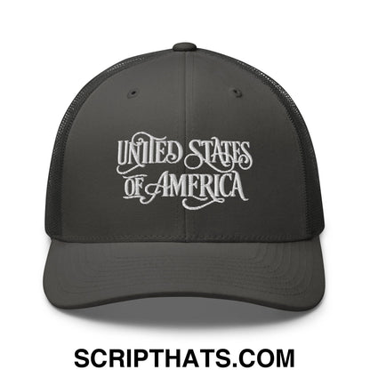 United States of America Embroidered Mesh Trucker Hat Charcoal