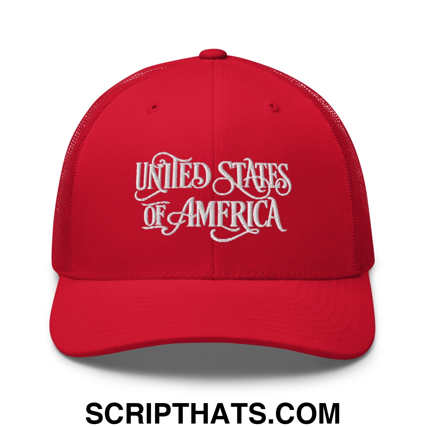 United States of America Embroidered Mesh Trucker Hat Red