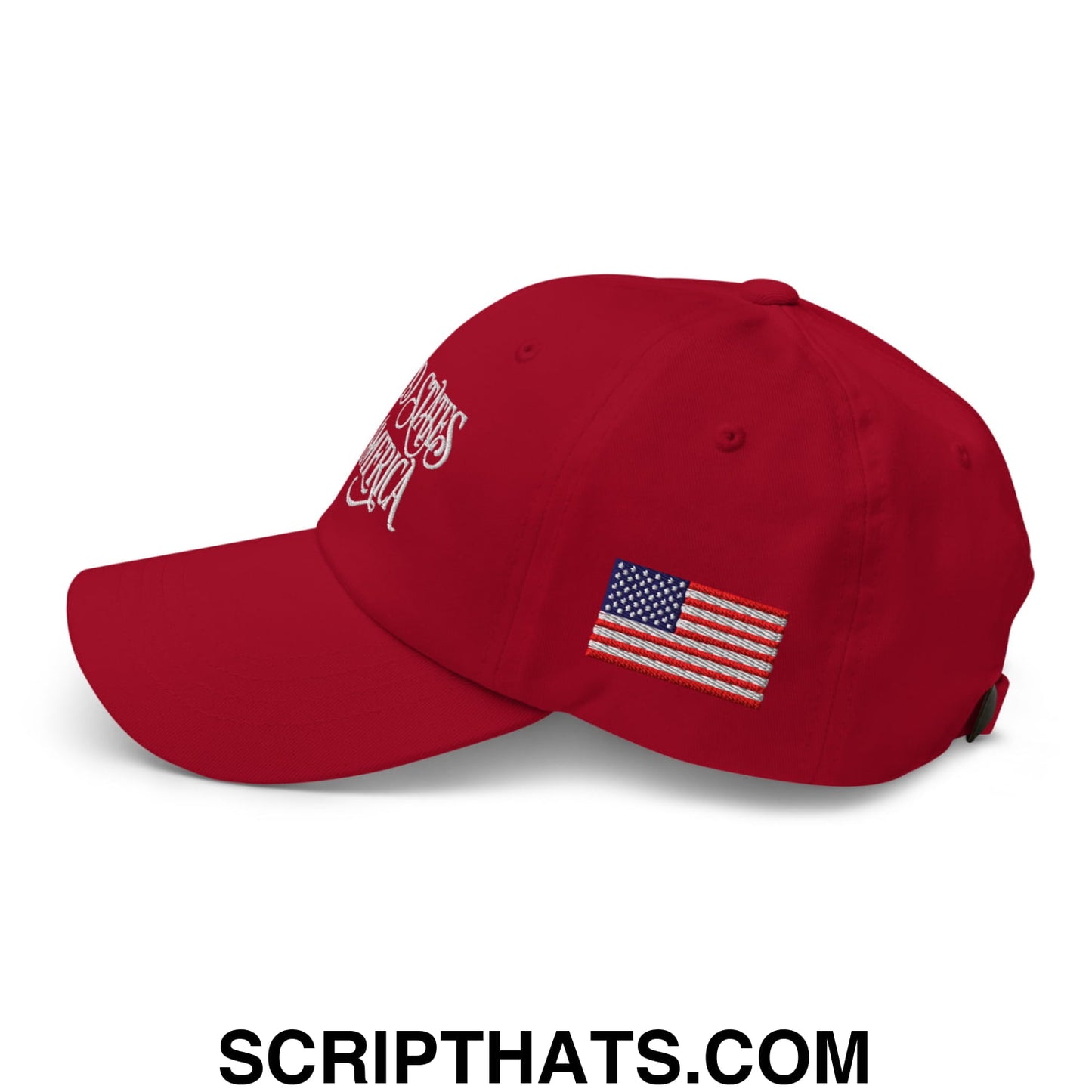 United States of America Embroidered Unstructured Dad Hat Cranberry