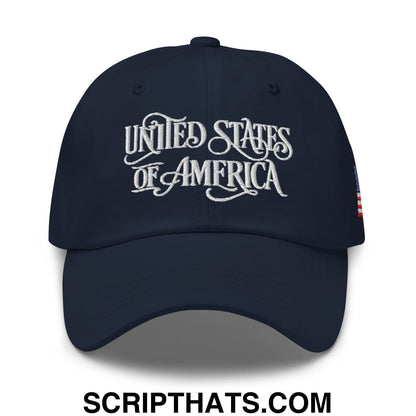 United States of America Embroidered Unstructured Dad Hat Navy