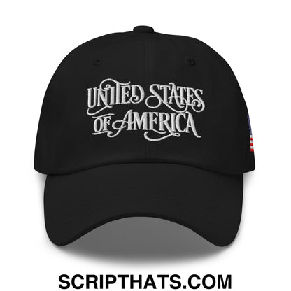 United States of America Embroidered Unstructured Dad Hat Black