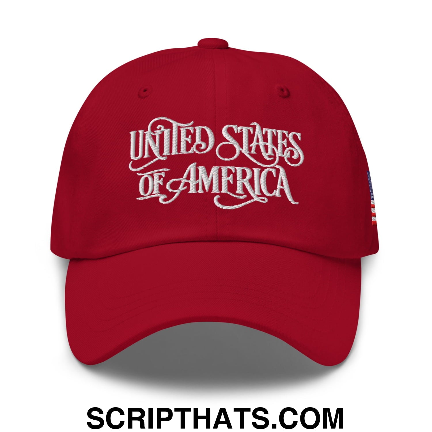 United States of America Embroidered Unstructured Dad Hat Cranberry