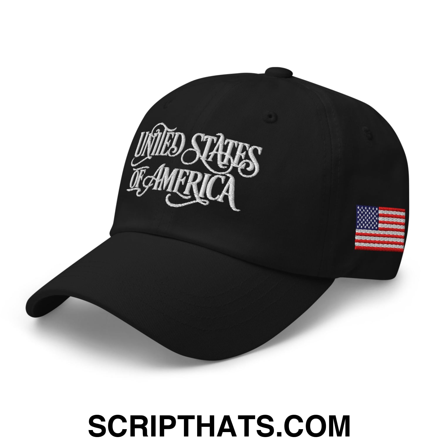 United States of America Embroidered Unstructured Dad Hat Black