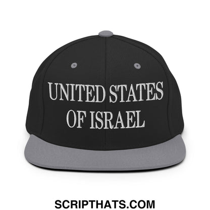 United States of Israel Embroidered Flat Bill Brim Snapback Hat Black Silver