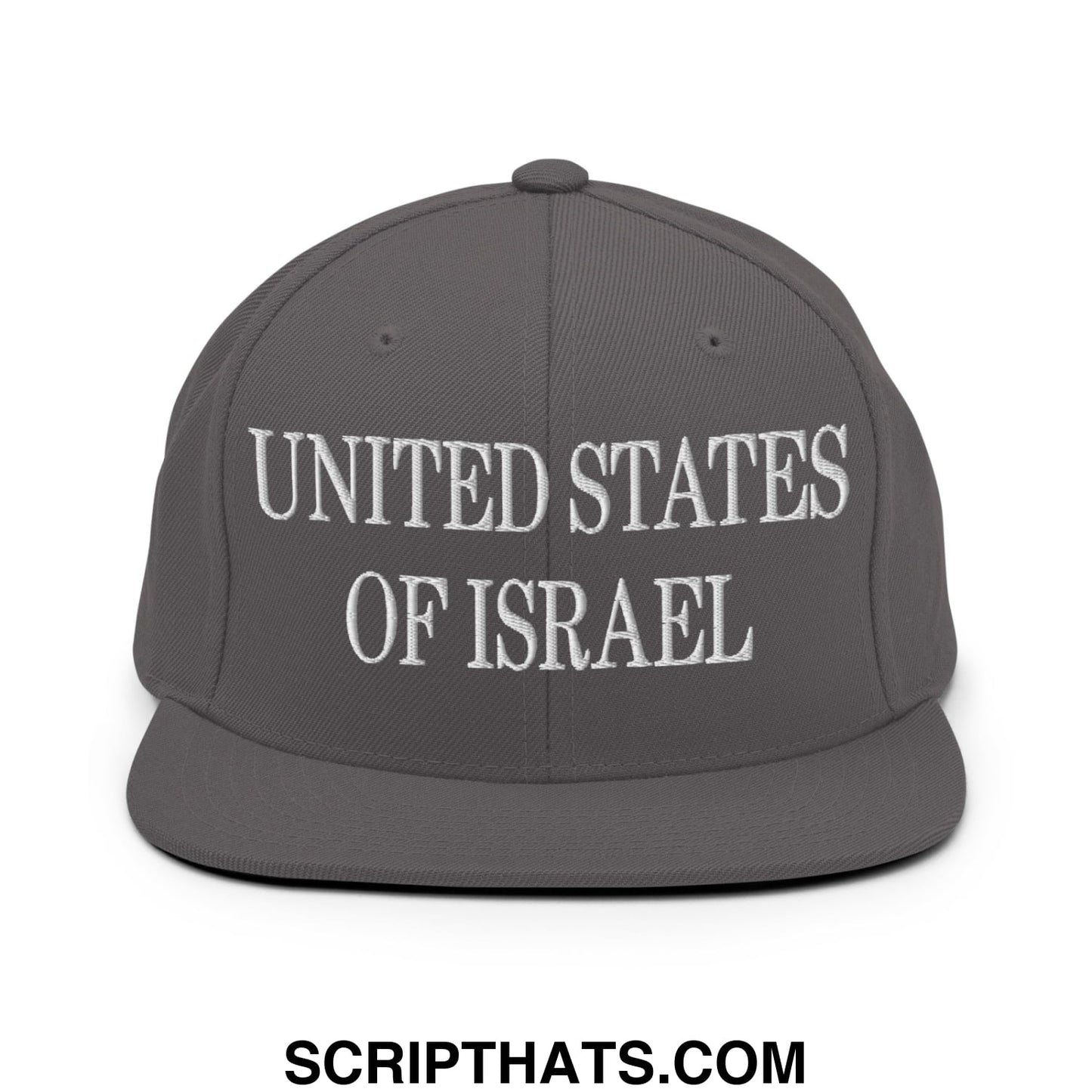 United States of Israel Embroidered Flat Bill Brim Snapback Hat Dark Grey