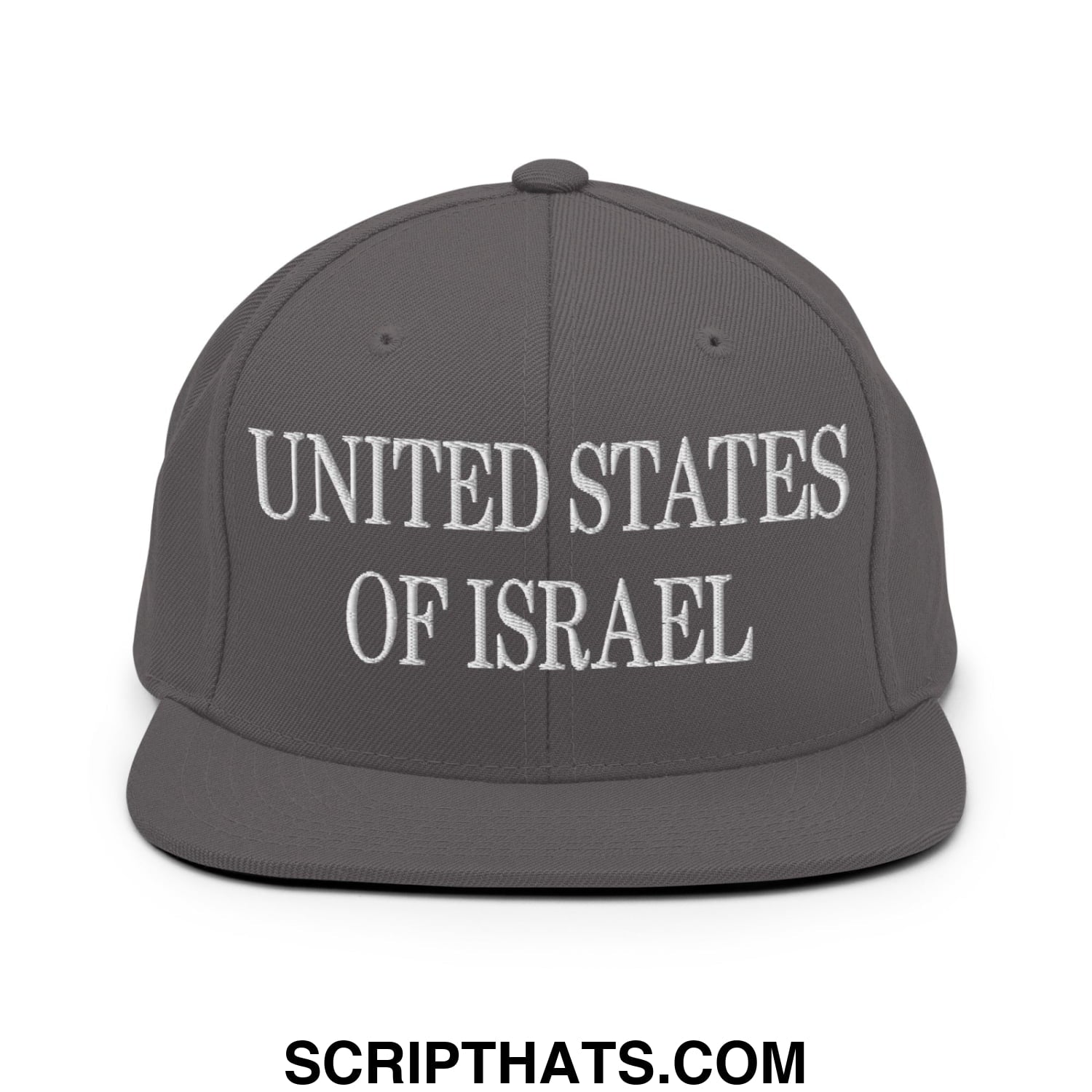 United States of Israel Embroidered Flat Bill Brim Snapback Hat Dark Grey