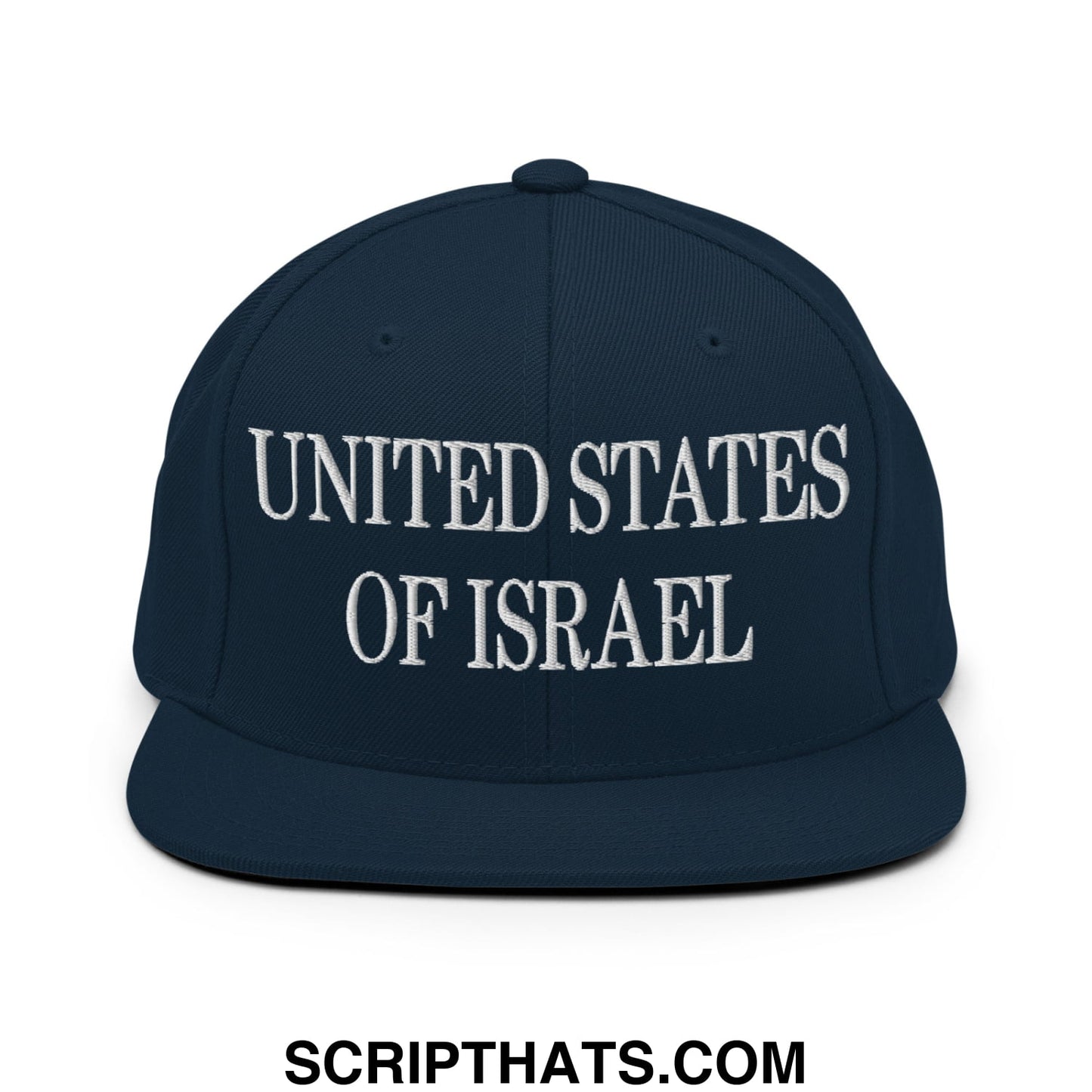 United States of Israel Embroidered Flat Bill Brim Snapback Hat Dark Navy