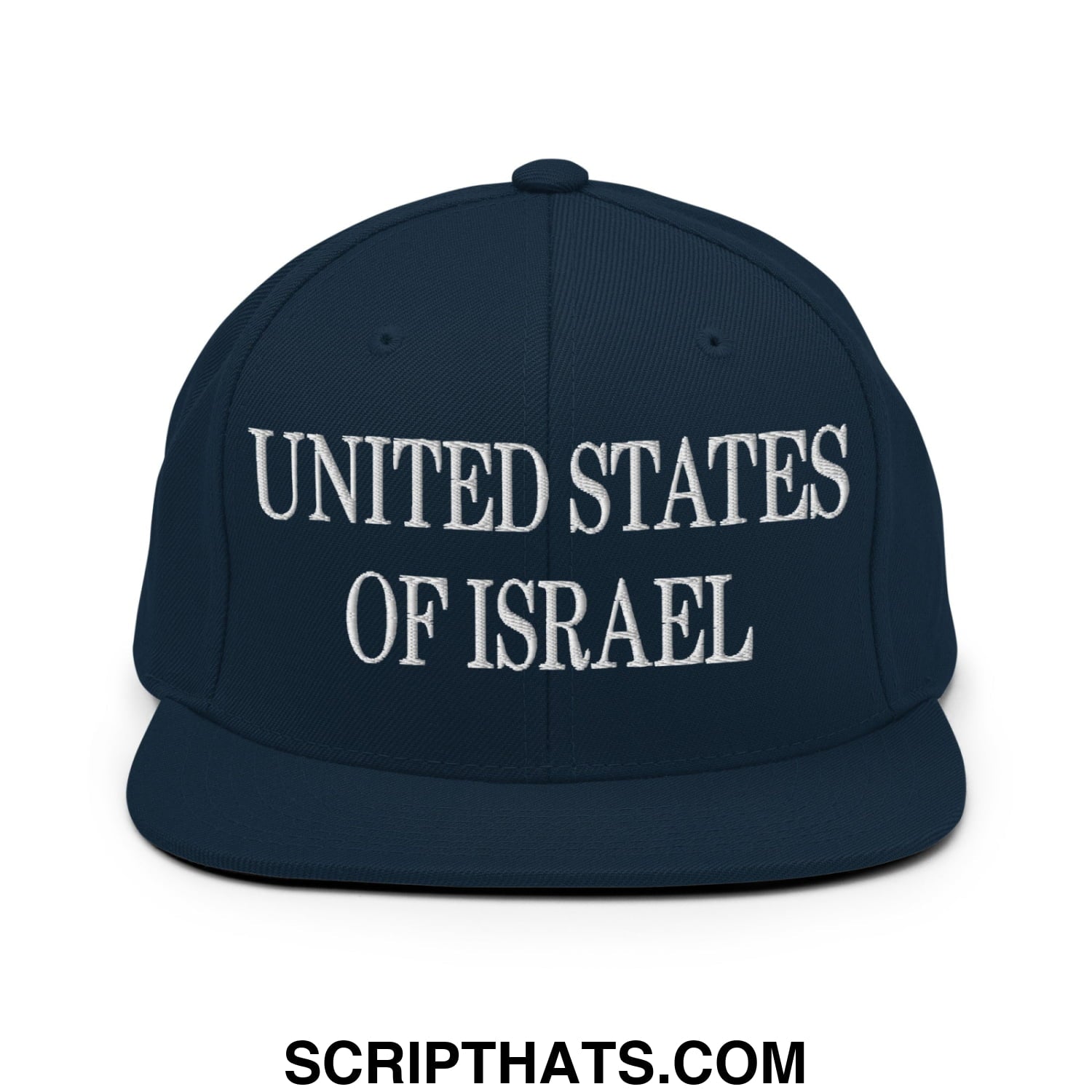 United States of Israel Embroidered Flat Bill Brim Snapback Hat Dark Navy