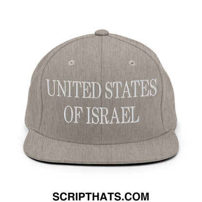 United States of Israel Embroidered Flat Bill Brim Snapback Hat Heather Grey