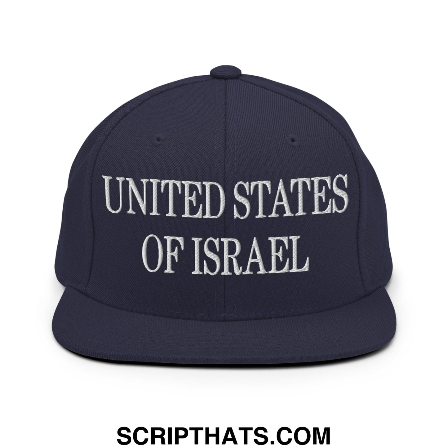 United States of Israel Embroidered Flat Bill Brim Snapback Hat Navy