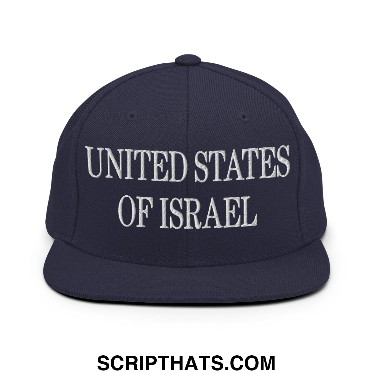 United States of Israel Embroidered Flat Bill Brim Snapback Hat Navy