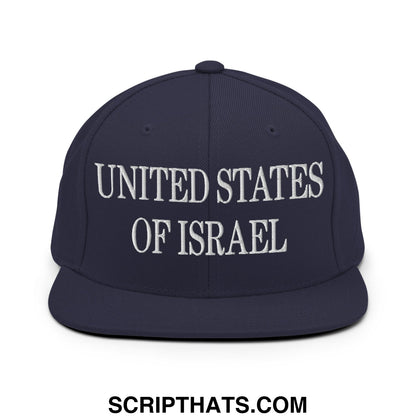 United States of Israel Embroidered Flat Bill Brim Snapback Hat Navy