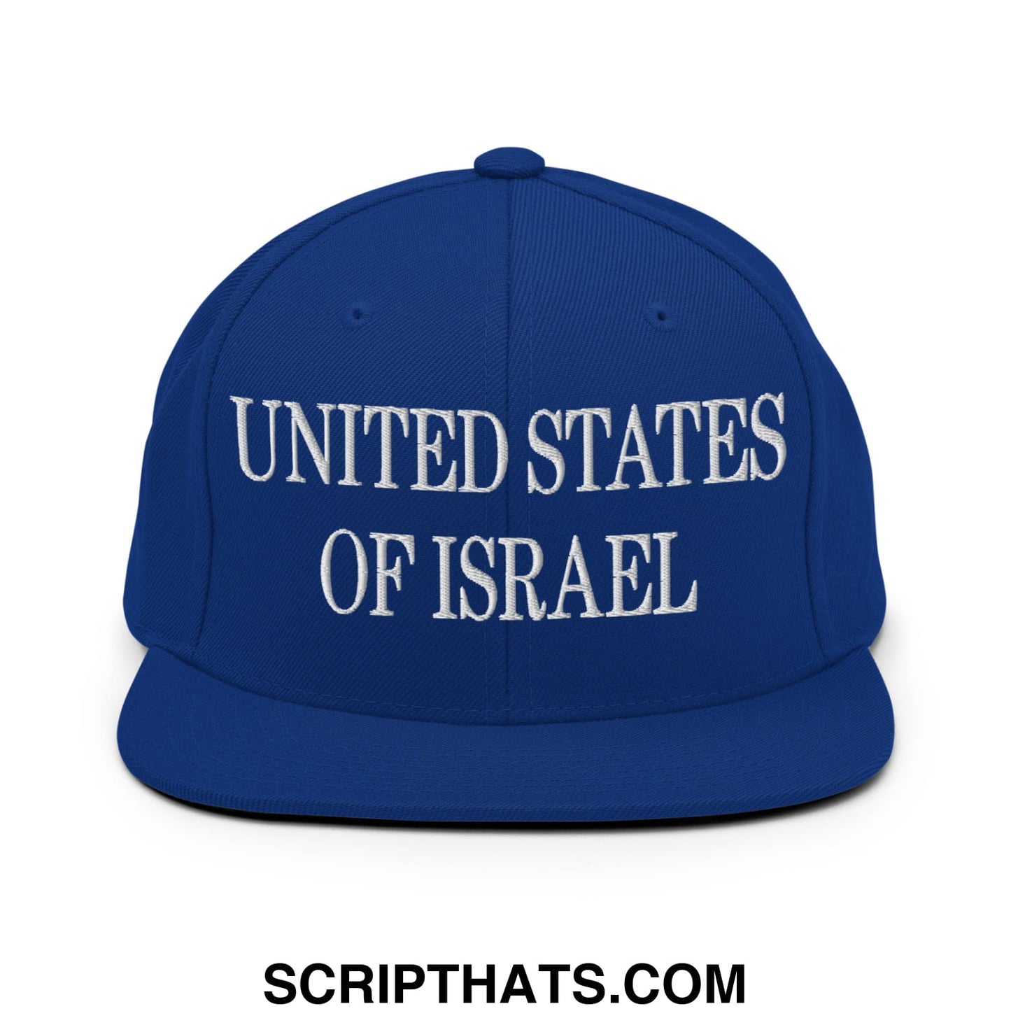 United States of Israel Embroidered Flat Bill Brim Snapback Hat Royal Blue
