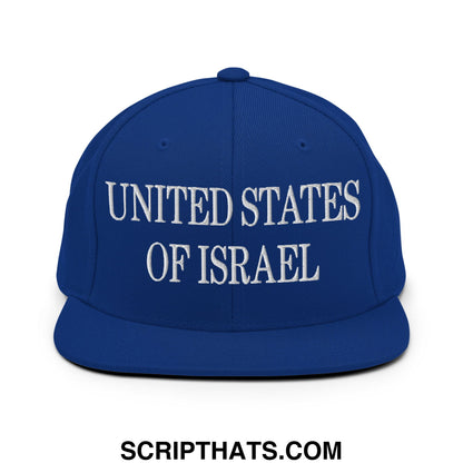 United States of Israel Embroidered Flat Bill Brim Snapback Hat Royal Blue