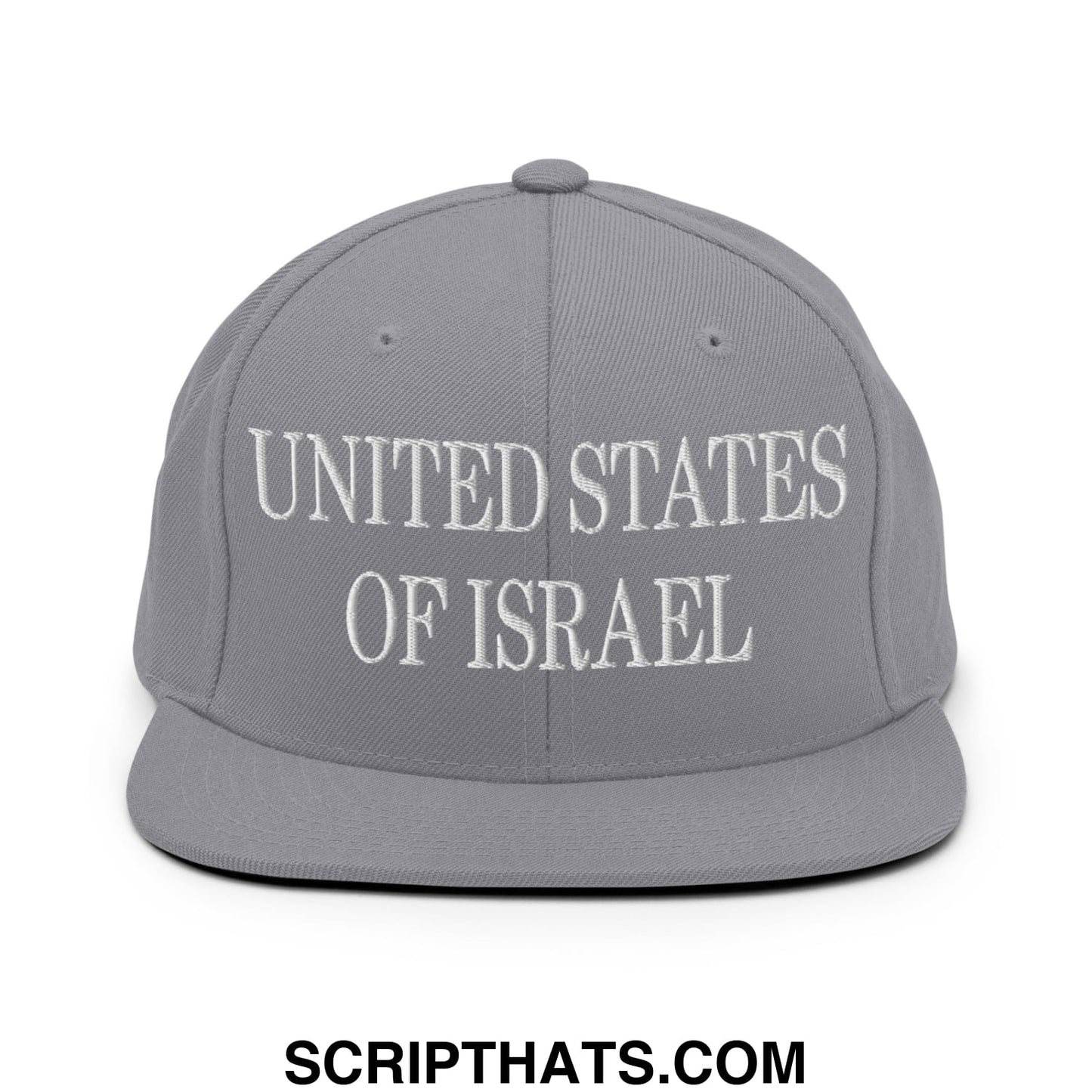 United States of Israel Embroidered Flat Bill Brim Snapback Hat Silver