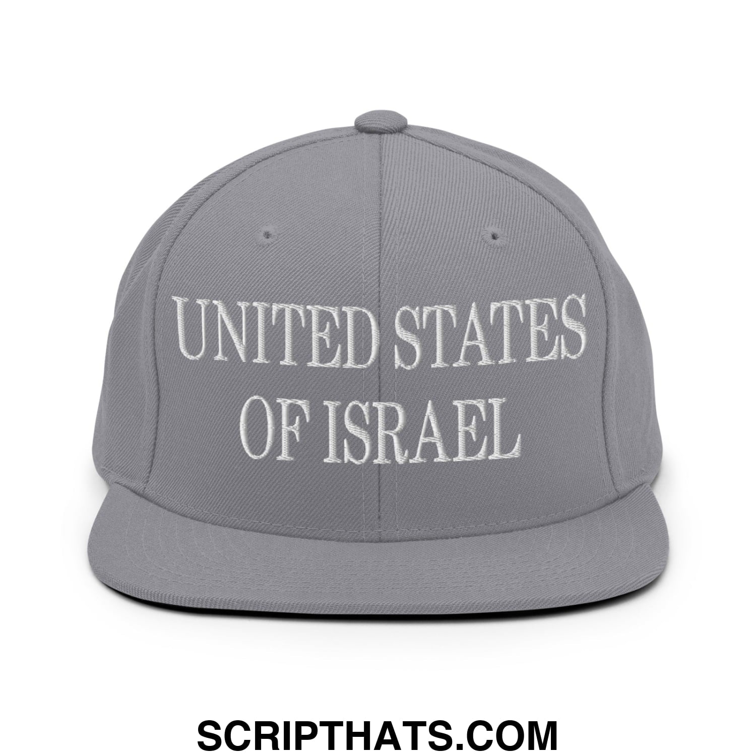 United States of Israel Embroidered Flat Bill Brim Snapback Hat Silver
