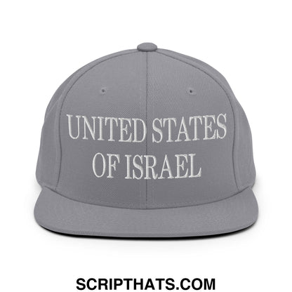 United States of Israel Embroidered Flat Bill Brim Snapback Hat Silver