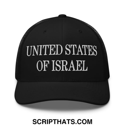 United States of Israel Embroidered Mesh Trucker Hat Black