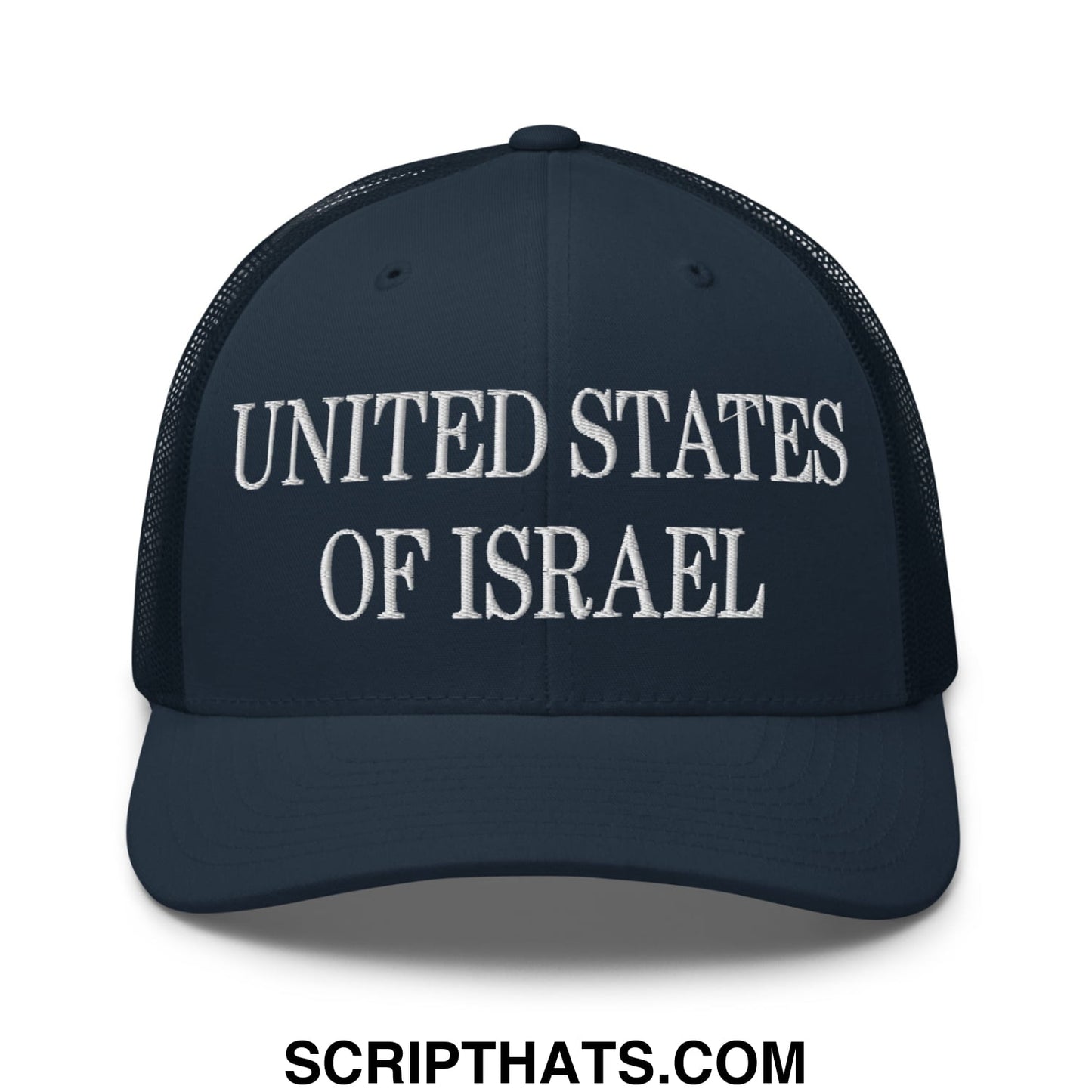 United States of Israel Embroidered Mesh Trucker Hat Navy