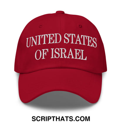 United States of Israel Embroidered Unstructured Dad Hat Cranberry