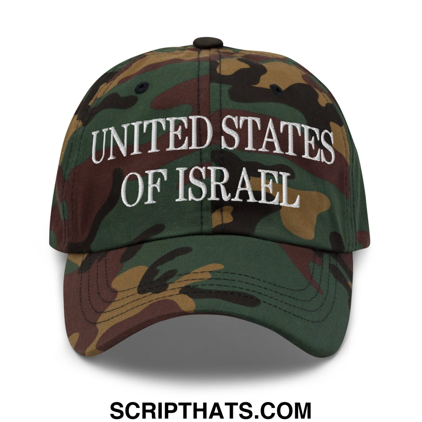 United States of Israel Embroidered Unstructured Dad Hat Green Camo
