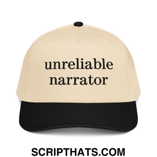 Unreliable Narrator Embroidered Baseball Snapback Hat Black Natural