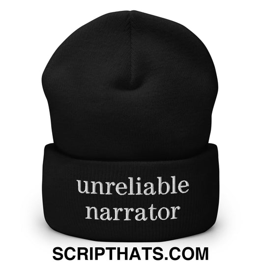 Unreliable Narrator Embroidered Cuffed Knit Beanie Black