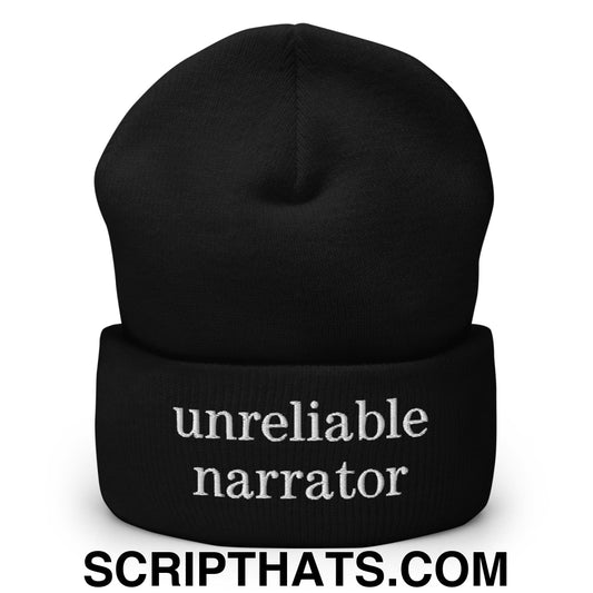 Unreliable Narrator Embroidered Cuffed Knit Beanie Black