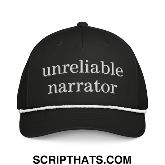 Unreliable Narrator Embroidered Rope Hat Black White