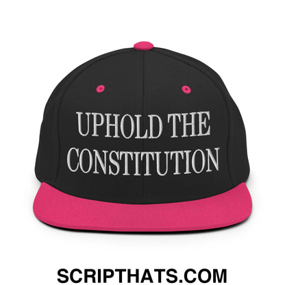 Uphold The Constitution Embroidered Flat Bill Brim Snapback Hat Black Neon Pink