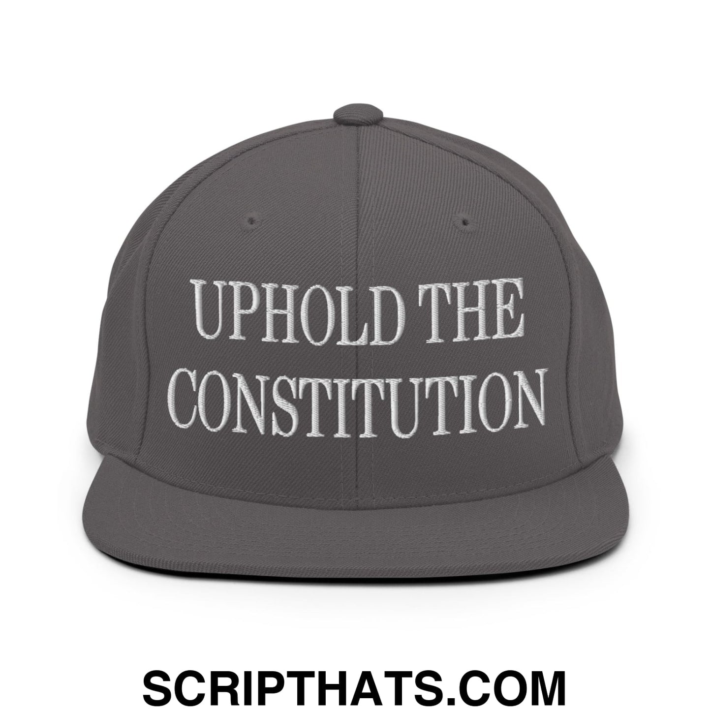Uphold The Constitution Embroidered Flat Bill Brim Snapback Hat Dark Grey