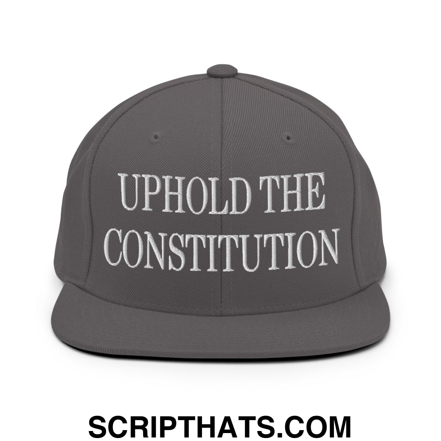 Uphold The Constitution Embroidered Flat Bill Brim Snapback Hat Dark Grey