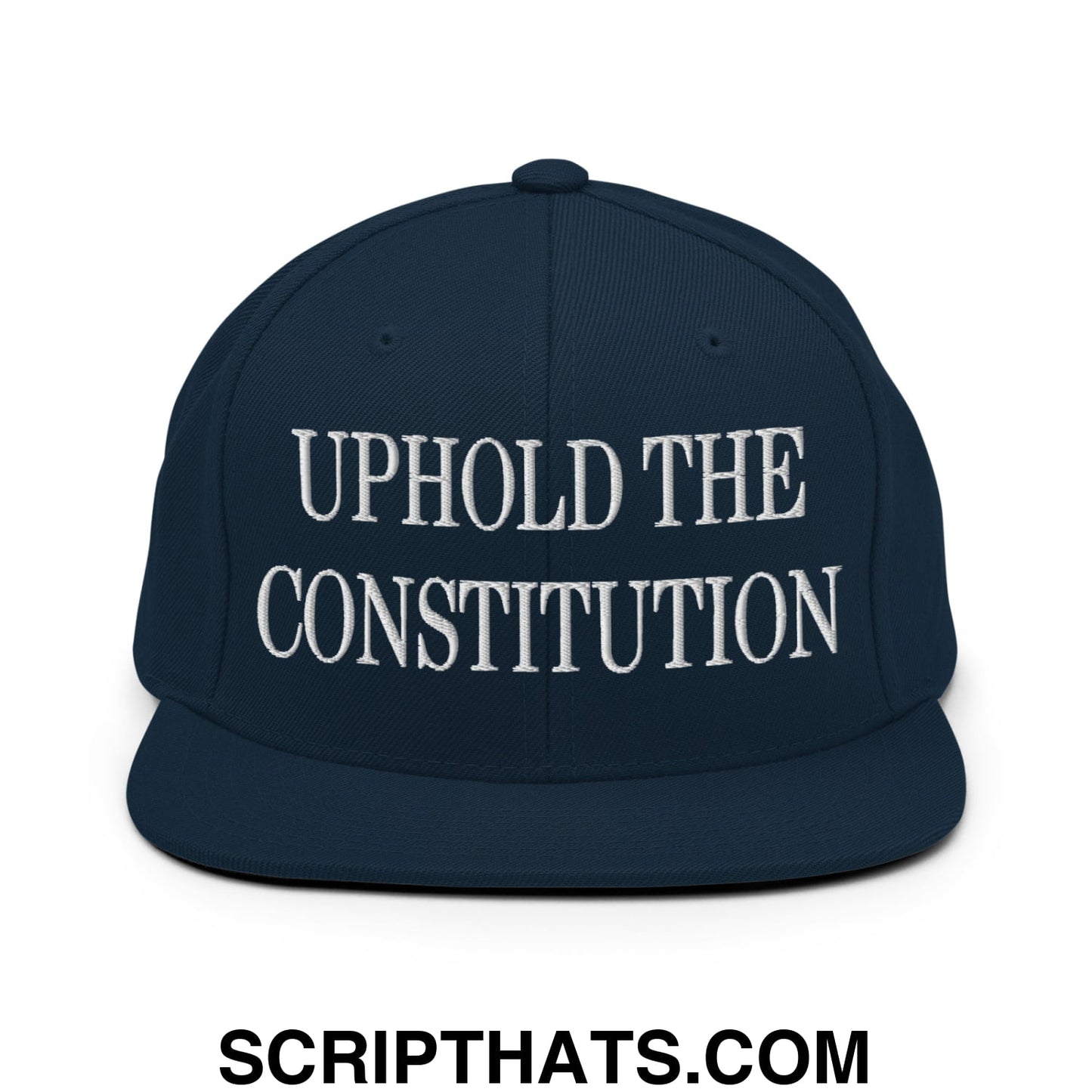 Uphold The Constitution Embroidered Flat Bill Brim Snapback Hat Dark Navy