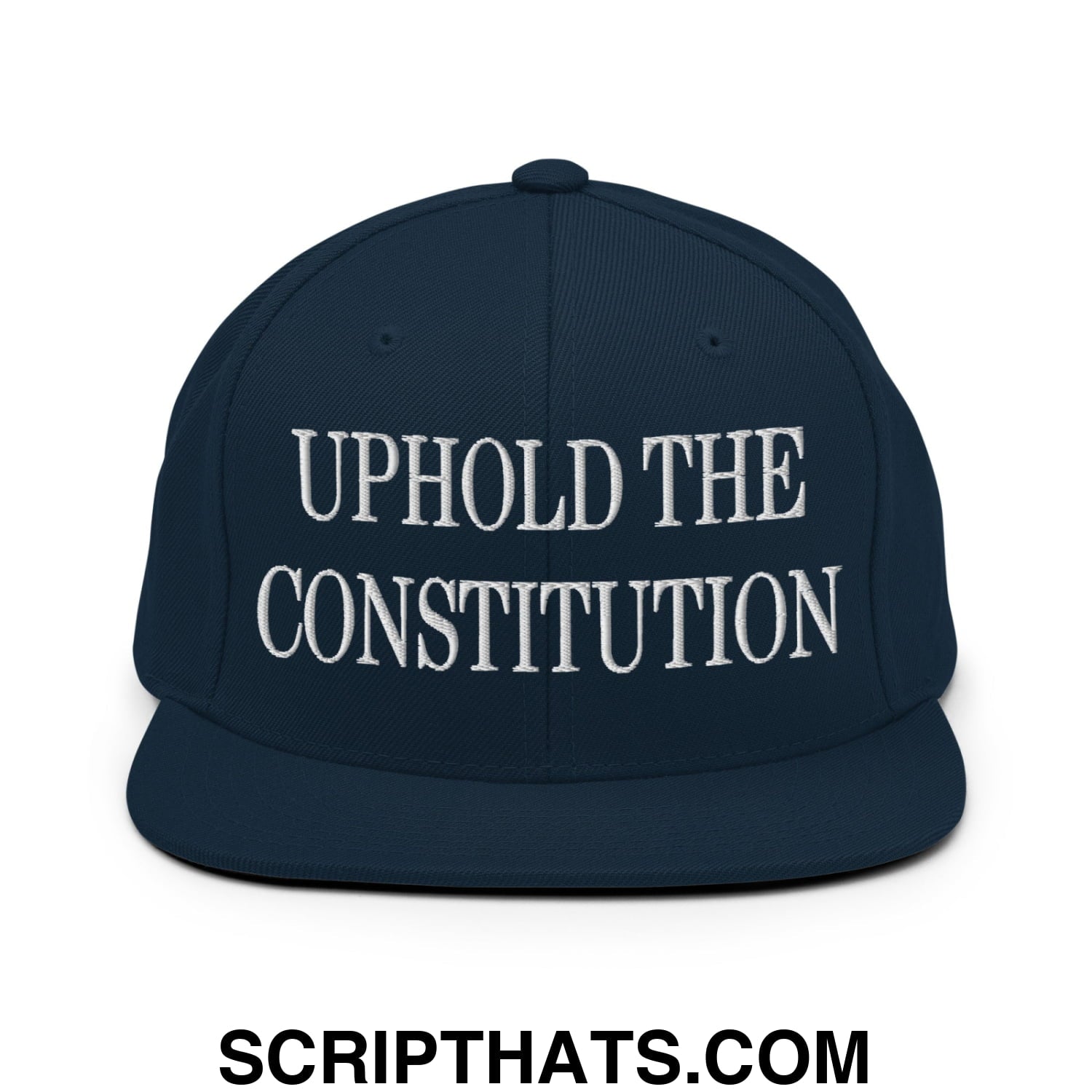 Uphold The Constitution Embroidered Flat Bill Brim Snapback Hat Dark Navy