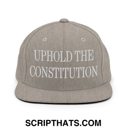 Uphold The Constitution Embroidered Flat Bill Brim Snapback Hat Heather Grey