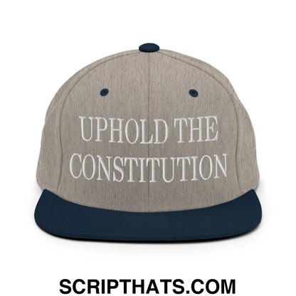 Uphold The Constitution Embroidered Flat Bill Brim Snapback Hat Heather Grey Navy