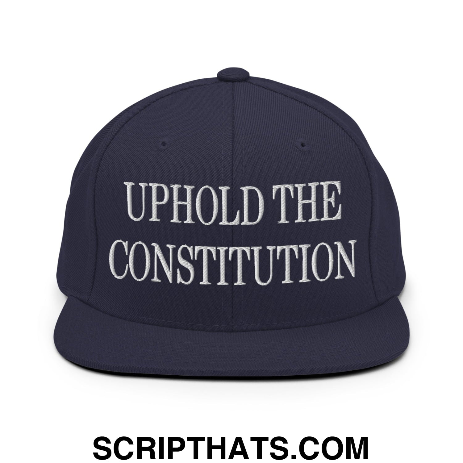 Uphold The Constitution Embroidered Flat Bill Brim Snapback Hat Navy