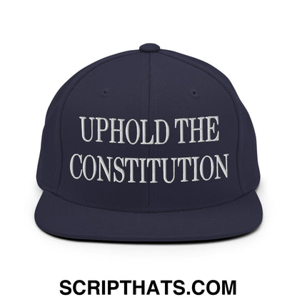 Uphold The Constitution Embroidered Flat Bill Brim Snapback Hat Navy