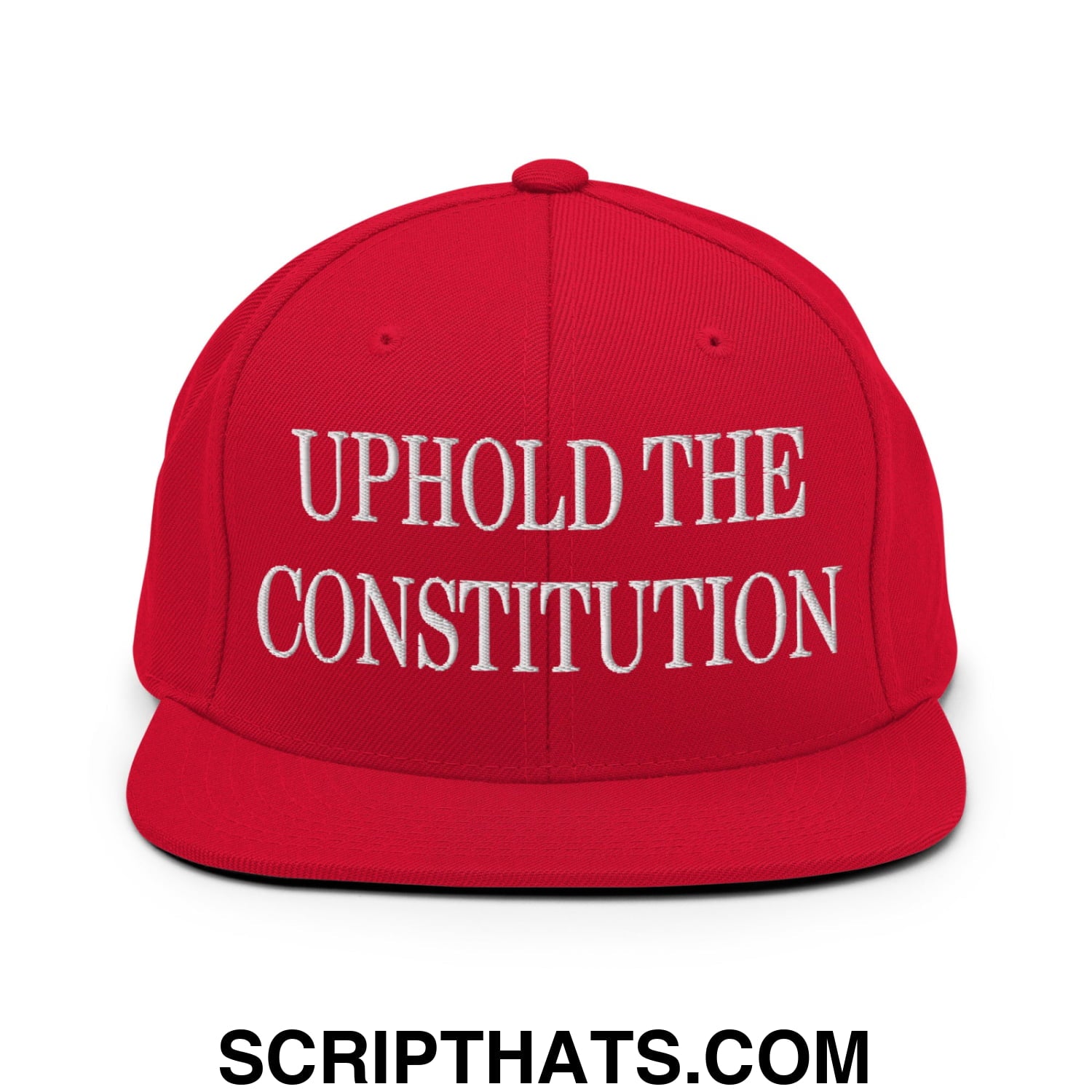 Uphold The Constitution Embroidered Flat Bill Brim Snapback Hat Red