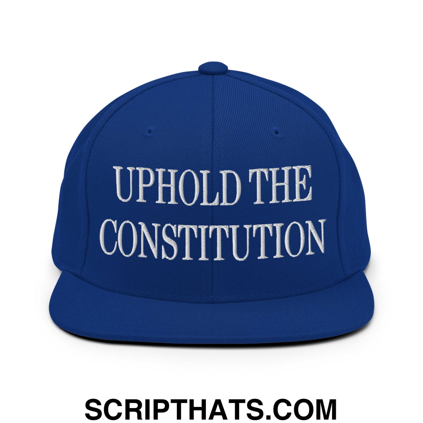Uphold The Constitution Embroidered Flat Bill Brim Snapback Hat Royal Blue