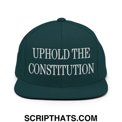 Uphold The Constitution Embroidered Flat Bill Brim Snapback Hat Spruce