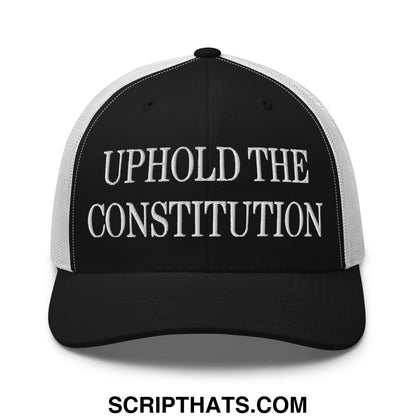 Uphold The Constitution Embroidered Mesh Trucker Hat Black White