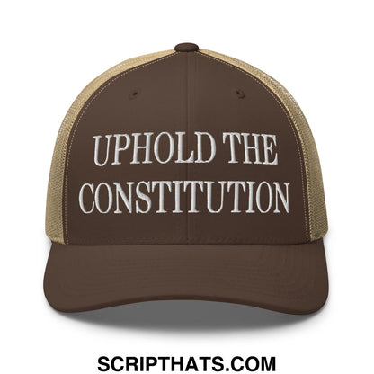 Uphold The Constitution Embroidered Mesh Trucker Hat Brown Khaki